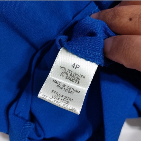 Emma & Michelle Royal Blue V-Neck Bodycon Dress Petite 4P - Picture 12 of 12